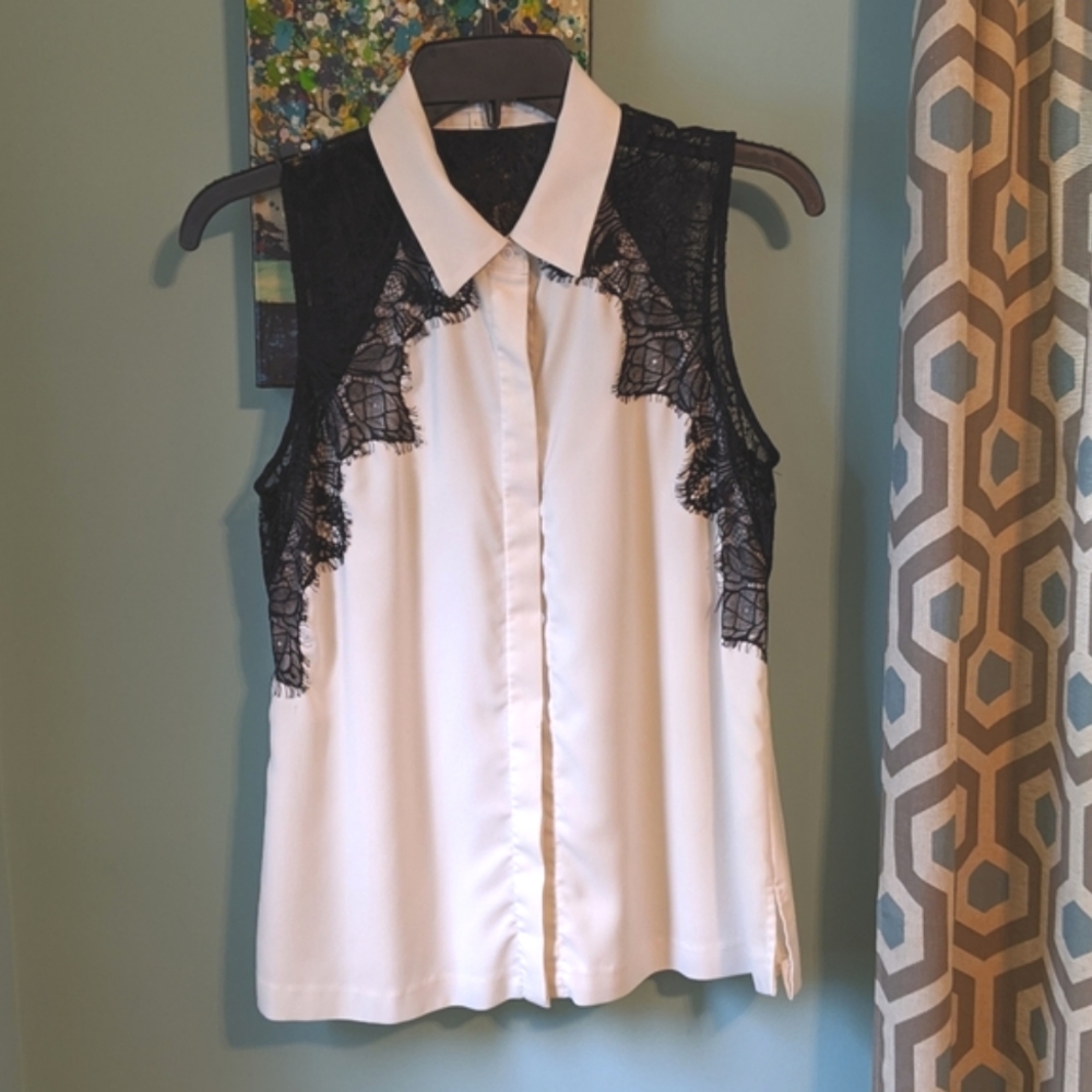 Cooper & Ella "Vera" lace cutout blouse